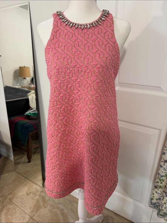Zara Dresses & Skirts - Zara Pink Textured Jewel-Trim Sleeveless Mini Dress
